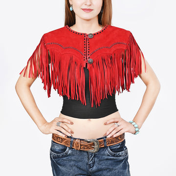 American Darling Red Genuine Suede leather ladies Dress Black